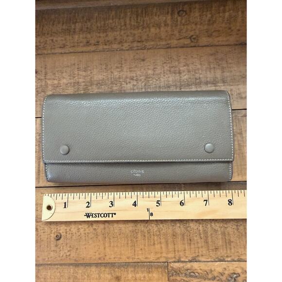 CELINE Paris Wallet Women's Gray Yellow Leather Continental Bicolor With COA - Picture 10 of 11